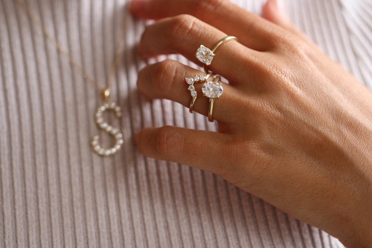 Diamond Lettered Necklace - Moissanite Engagement Rings