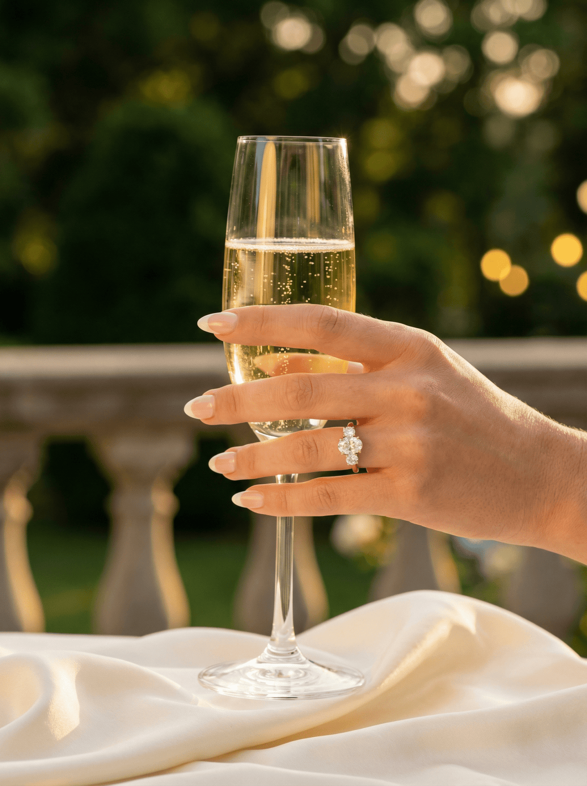 Oval Trilogy Round Setting Moissanite Engagement Ring - Ready To Ship - Moissanite Engagement Rings