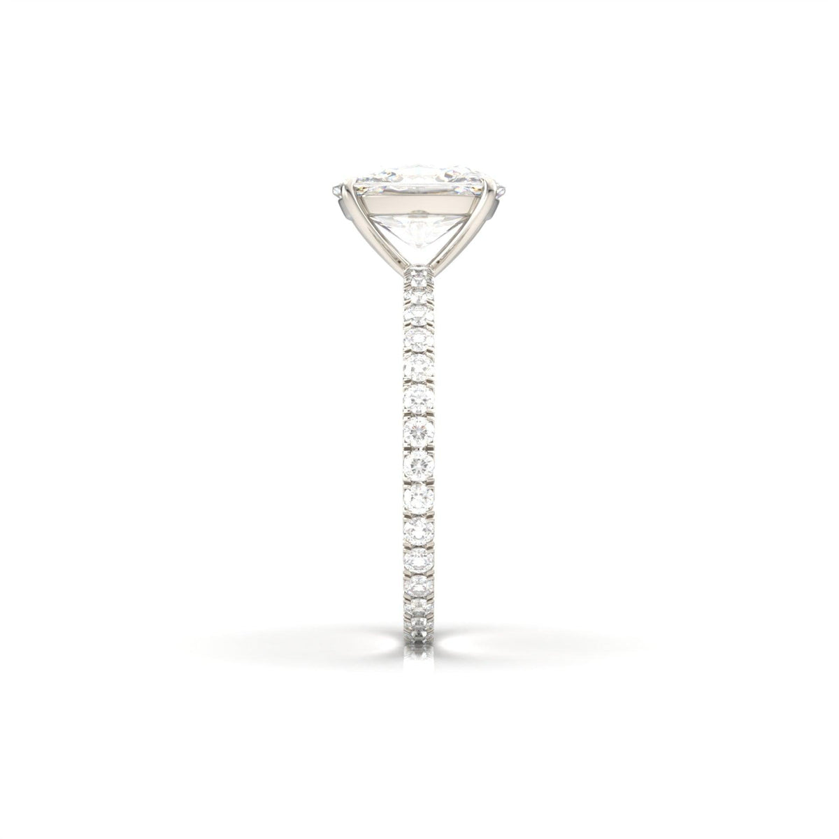 Elongated Cushion Full Pavé Diamond Engagement Ring - Moissanite Engagement Rings