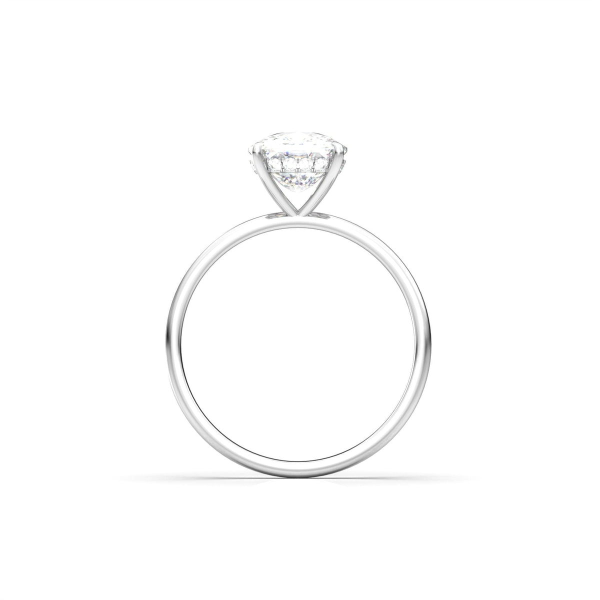 Elongated Cushion Hidden Halo Diamond Engagement Ring - Moissanite Engagement Rings