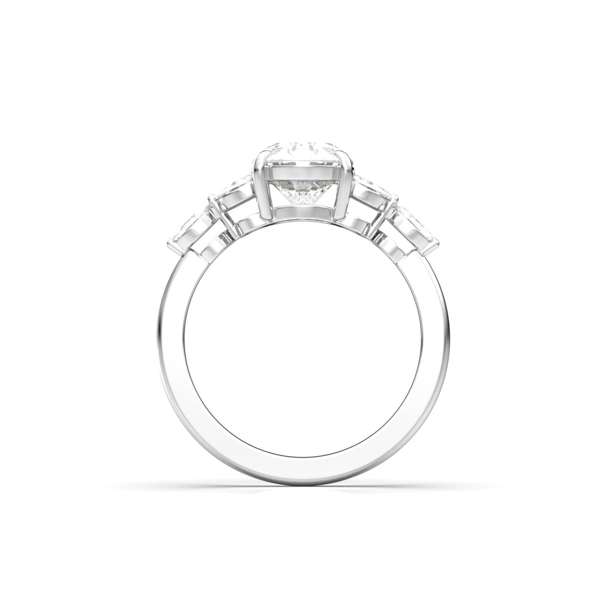 Oval Triple Marquise Accent Stones Diamond Engagement Ring - Moissanite Engagement Rings