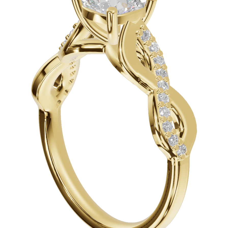 Pave Half-Cross Over Solitaire - Moissanite Engagement Rings