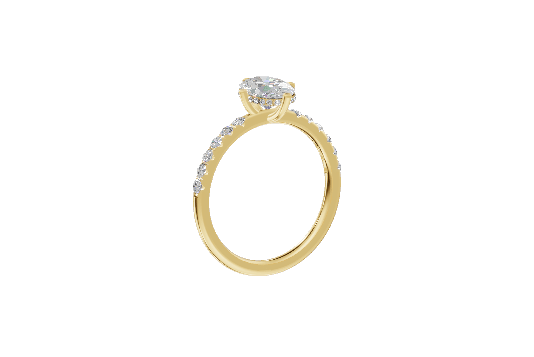 Half-Pave Hidden Halo Solitaire - Moissanite Engagement Rings