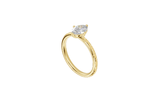 Antique Engraved Solitaire - Moissanite Engagement Rings