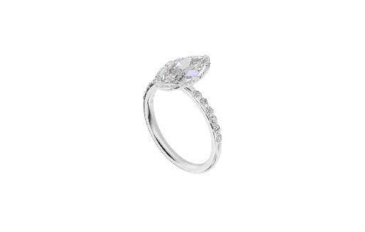 Half-Pave Halo Solitaire - Moissanite Engagement Rings