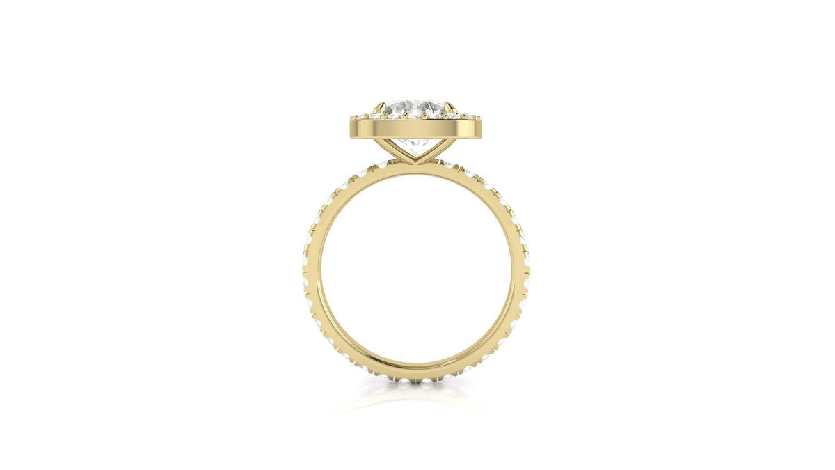 Cushion Halo Pavé Diamond Engagement Ring - Moissanite Engagement Rings
