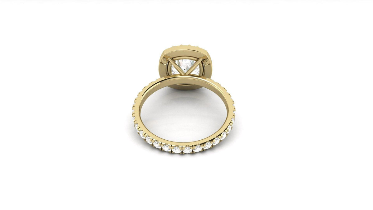 Cushion Halo Pavé Diamond Engagement Ring - Moissanite Engagement Rings