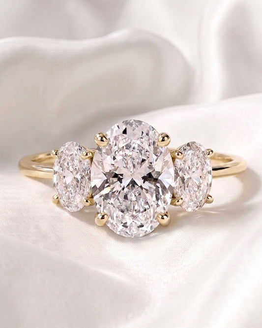Bonnie - Oval Trilogy Oval Setting Diamond Engagement Ring - Moissanite Engagement Rings