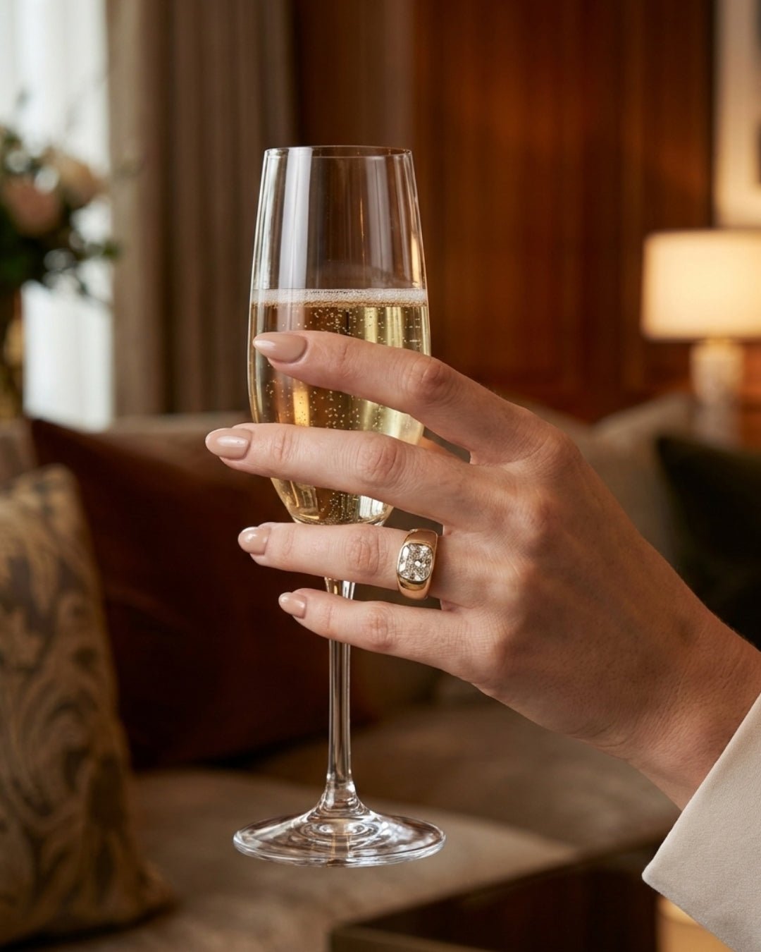 Cecilia - Elongated Radiant Burnished with Signet Band Ring - Moissanite Engagement Rings