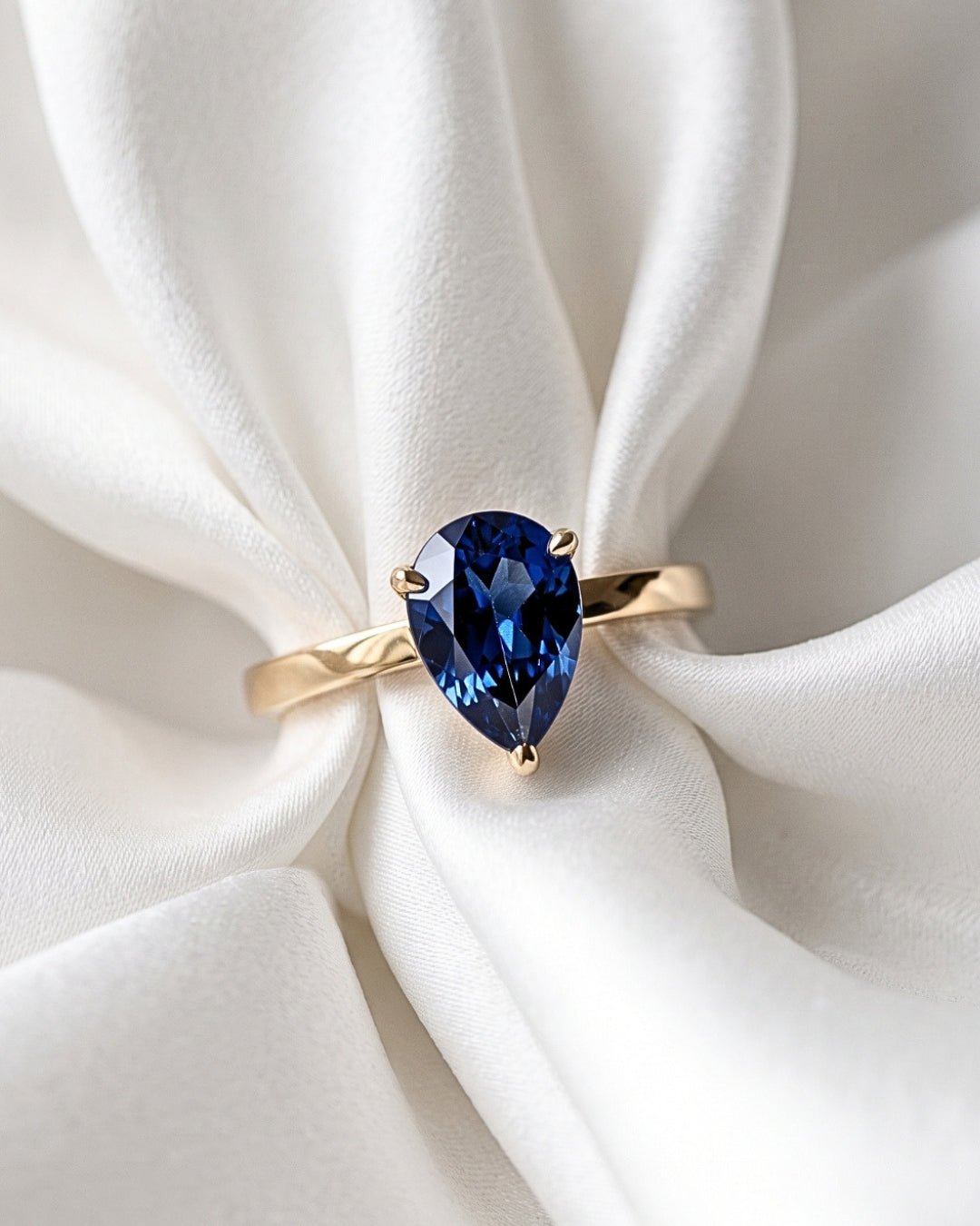 Lila - Pear Solitaire Blue Diamond Engagement Ring - Moissanite Engagement Rings
