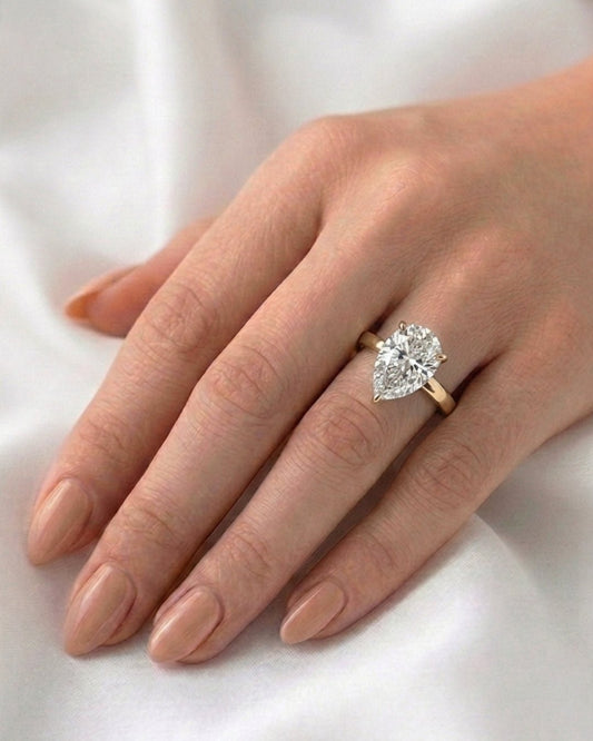 Lila - Pear Solitaire Diamond Engagement Ring - Moissanite Engagement Rings