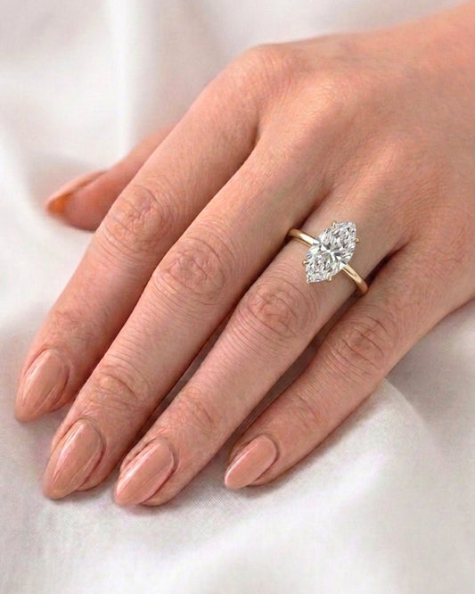Lyra - Marquise Solitaire Diamond Engagement Ring - Moissanite Engagement Rings