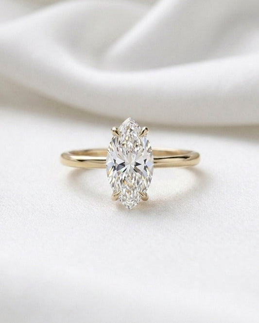 Lyra - Marquise Solitaire Diamond Engagement Ring - Moissanite Engagement Rings