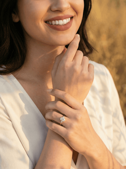 Oval Pear Accent Stones Diamond Engagement Ring - Moissanite Engagement Rings