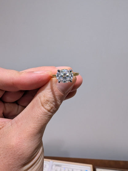 2ct East West Oval 18k Yellow Gold | Platinum Claws | Size L 1/2 | 2mm band - Moissanite Engagement Rings