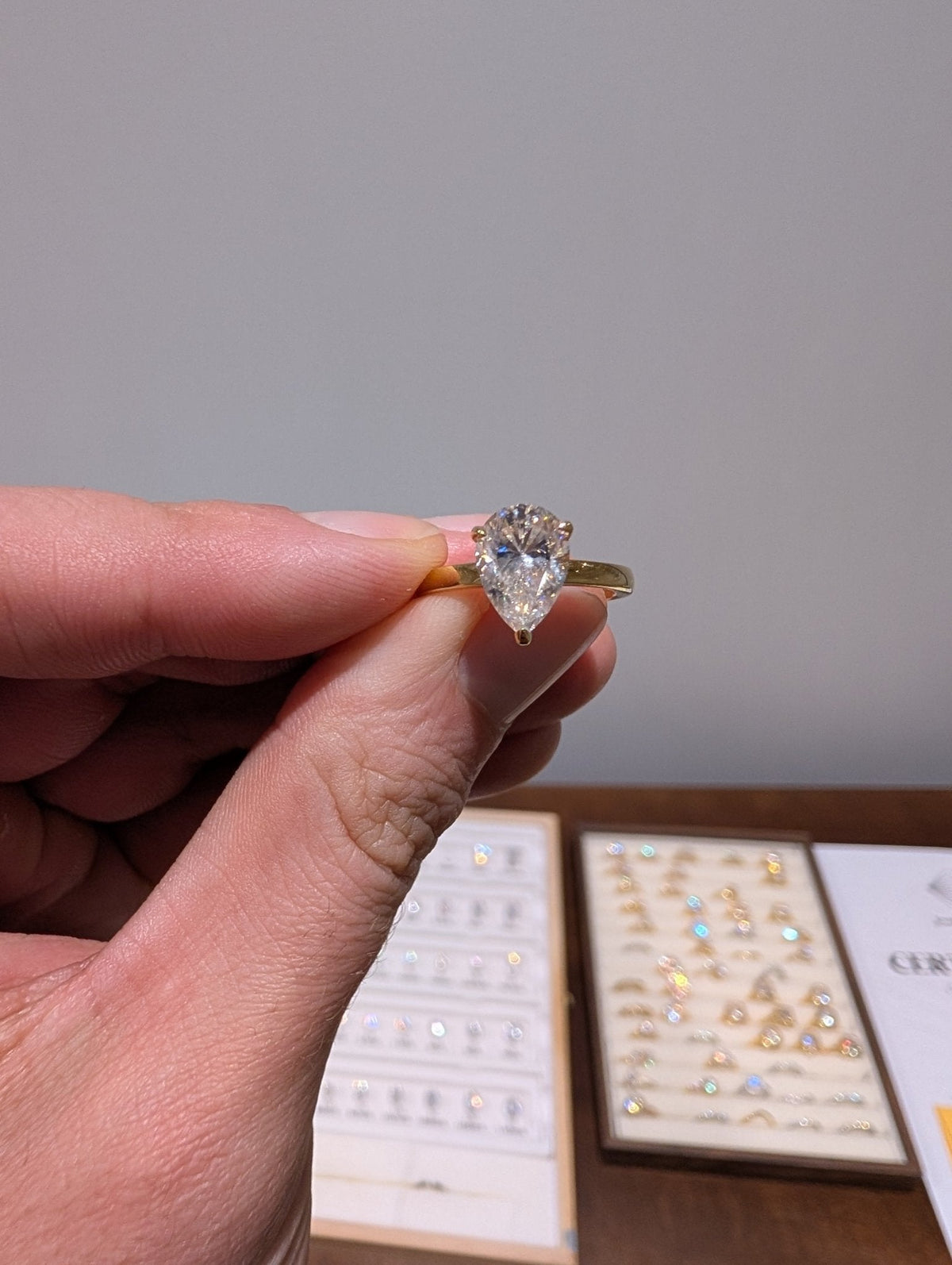 2.5ct Pear Solitaire 14k Yellow Gold - Moissanite Engagement Rings