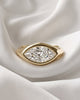 Rhea - Marquise East West Bezel Solitaire with Signet Band Ring - Moissanite Engagement Rings