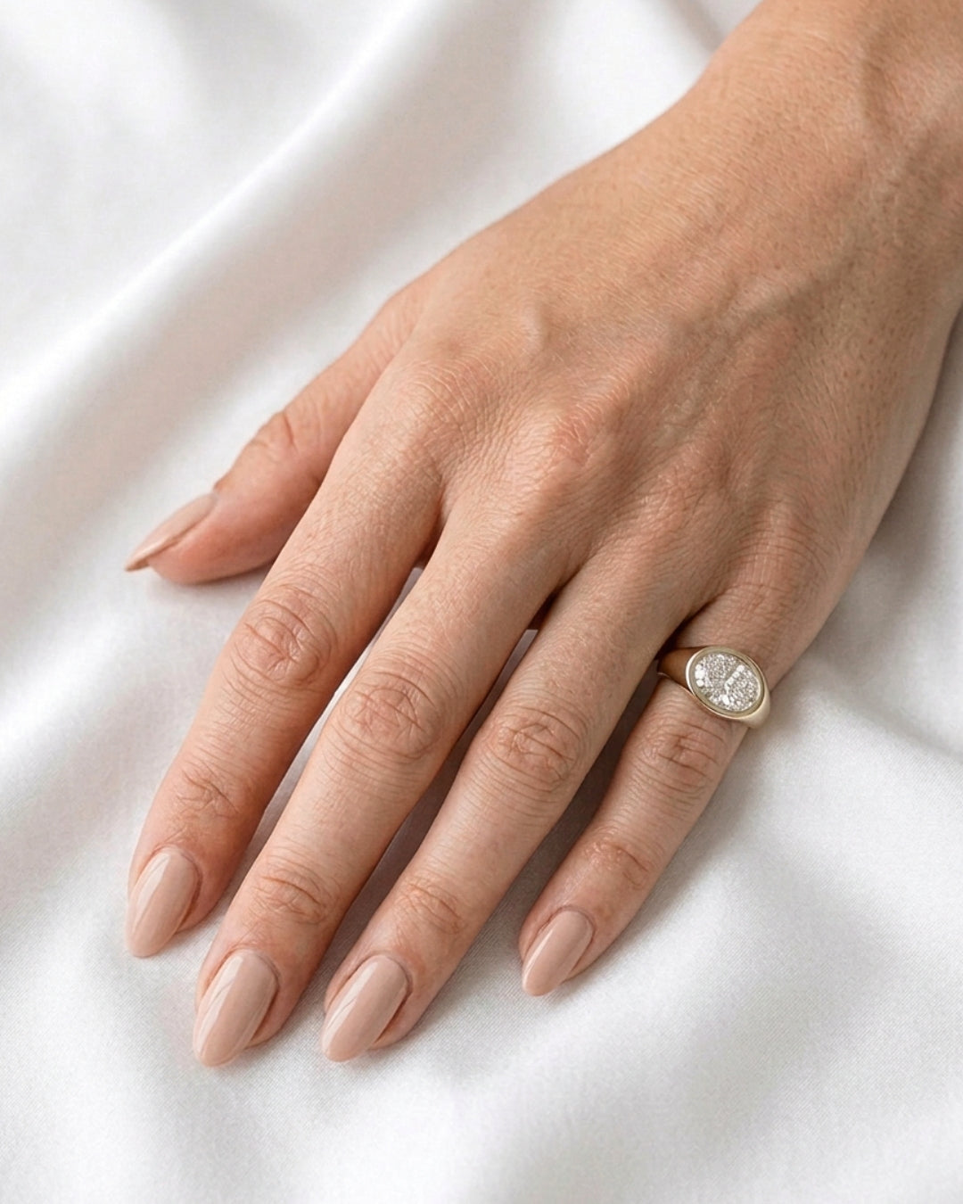 Trina - Oval East West Bezel Solitaire with Signet Band Ring