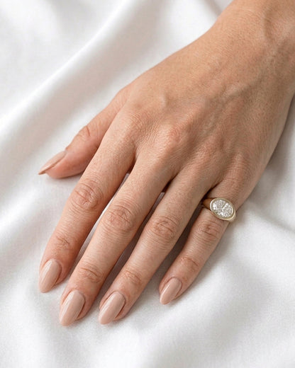 Trina - Oval East West Bezel Solitaire with Signet Band Ring