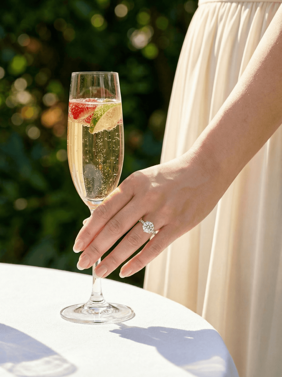 Round Solitaire 6 Claw Half Pavé Diamond Ring - Moissanite Engagement Rings