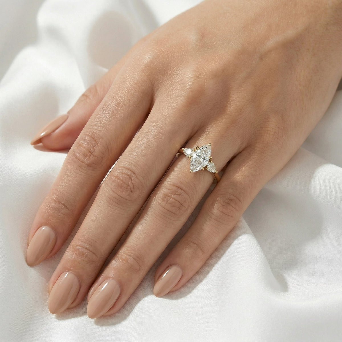 Marquise Trilogy Diamond Engagement Ring - Moissanite Engagement Rings