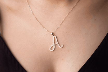 Diamond Lettered Necklace - Moissanite Engagement Rings