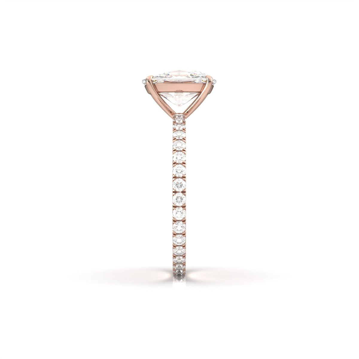 Elongated Cushion Full Pavé Diamond Engagement Ring - Moissanite Engagement Rings