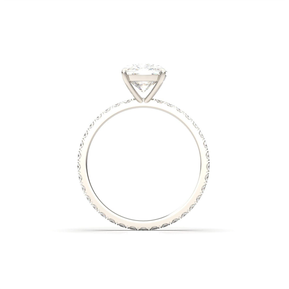 Elongated Cushion Full Pavé Diamond Engagement Ring - Moissanite Engagement Rings