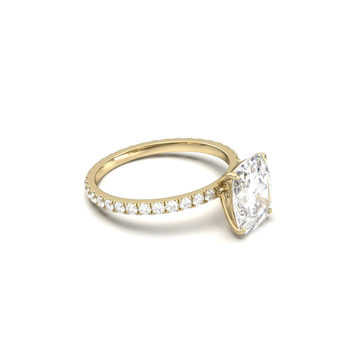 Elongated Cushion Full Pavé Diamond Engagement Ring - Moissanite Engagement Rings