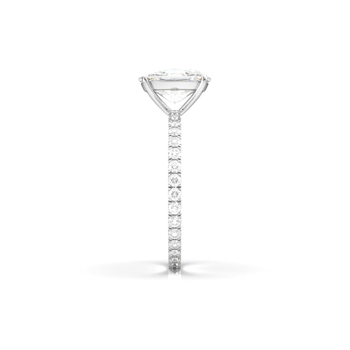 Elongated Cushion Full Pavé Diamond Engagement Ring - Moissanite Engagement Rings