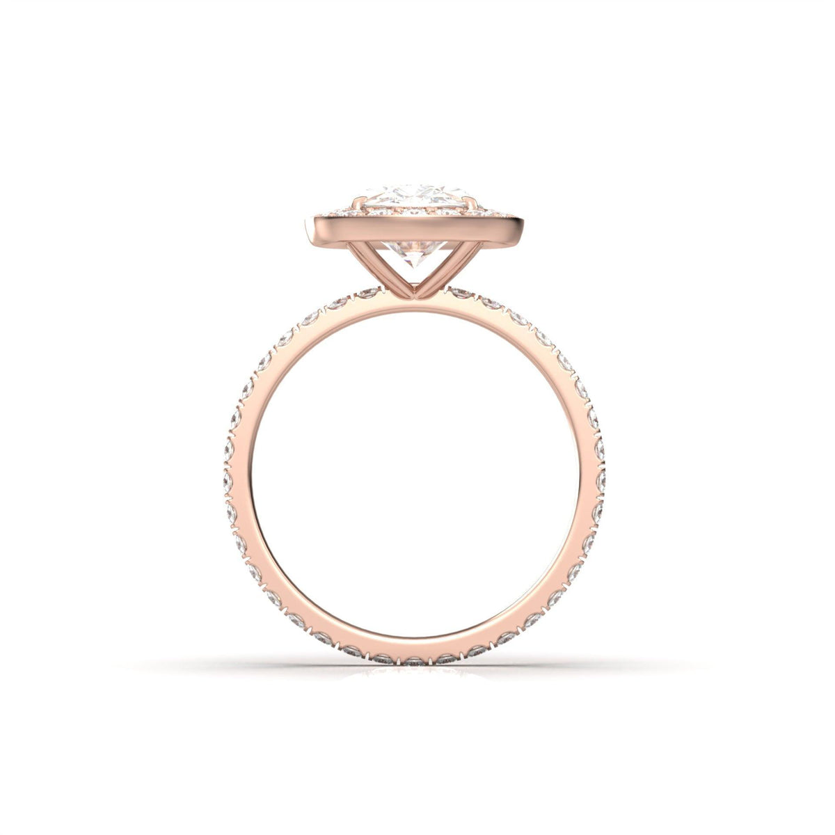 Elongated Cushion Halo Full Pavé Diamond Engagement Ring - Moissanite Engagement Rings