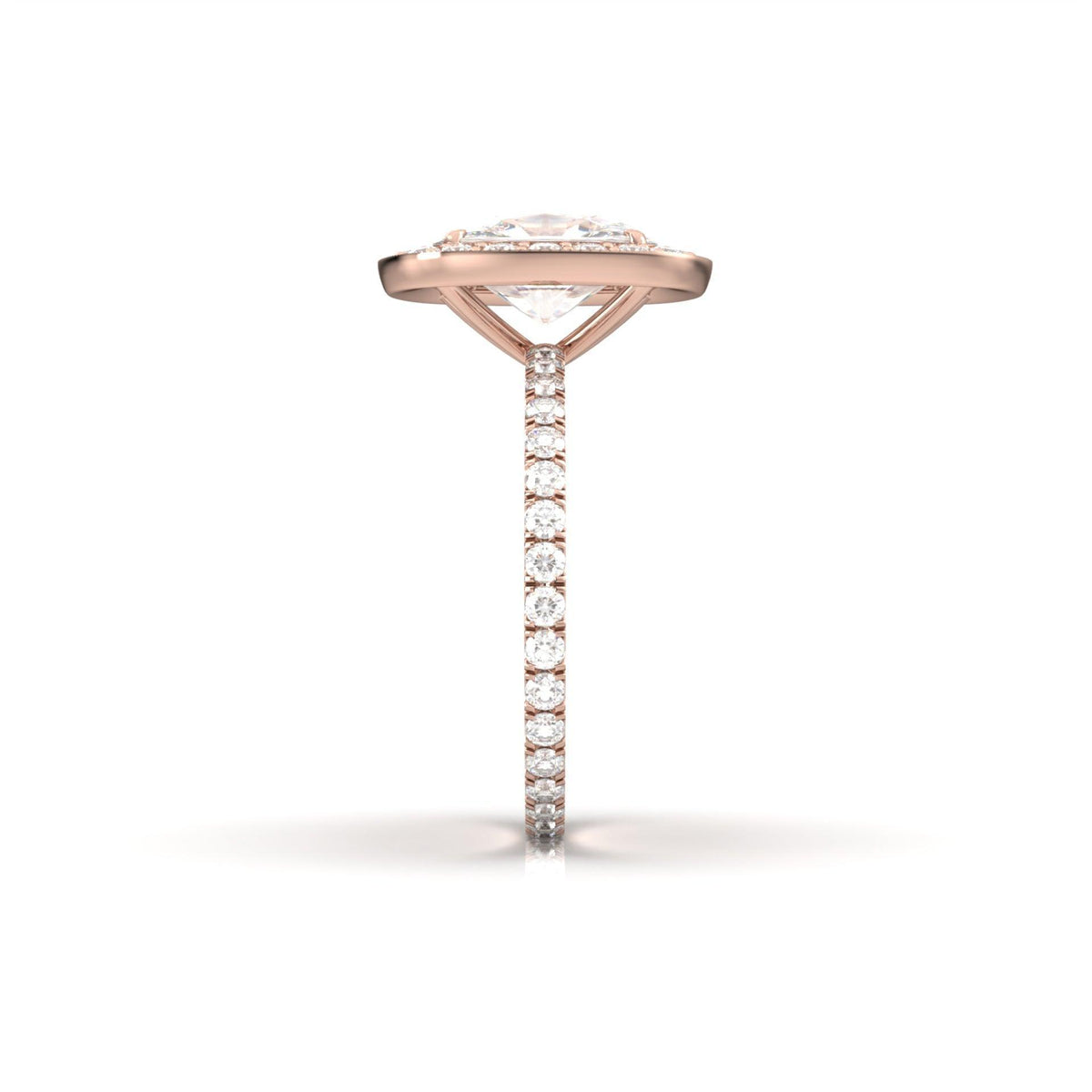 Elongated Cushion Halo Full Pavé Diamond Engagement Ring - Moissanite Engagement Rings