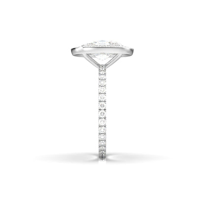 Elongated Cushion Halo Full Pavé Diamond Engagement Ring - Moissanite Engagement Rings