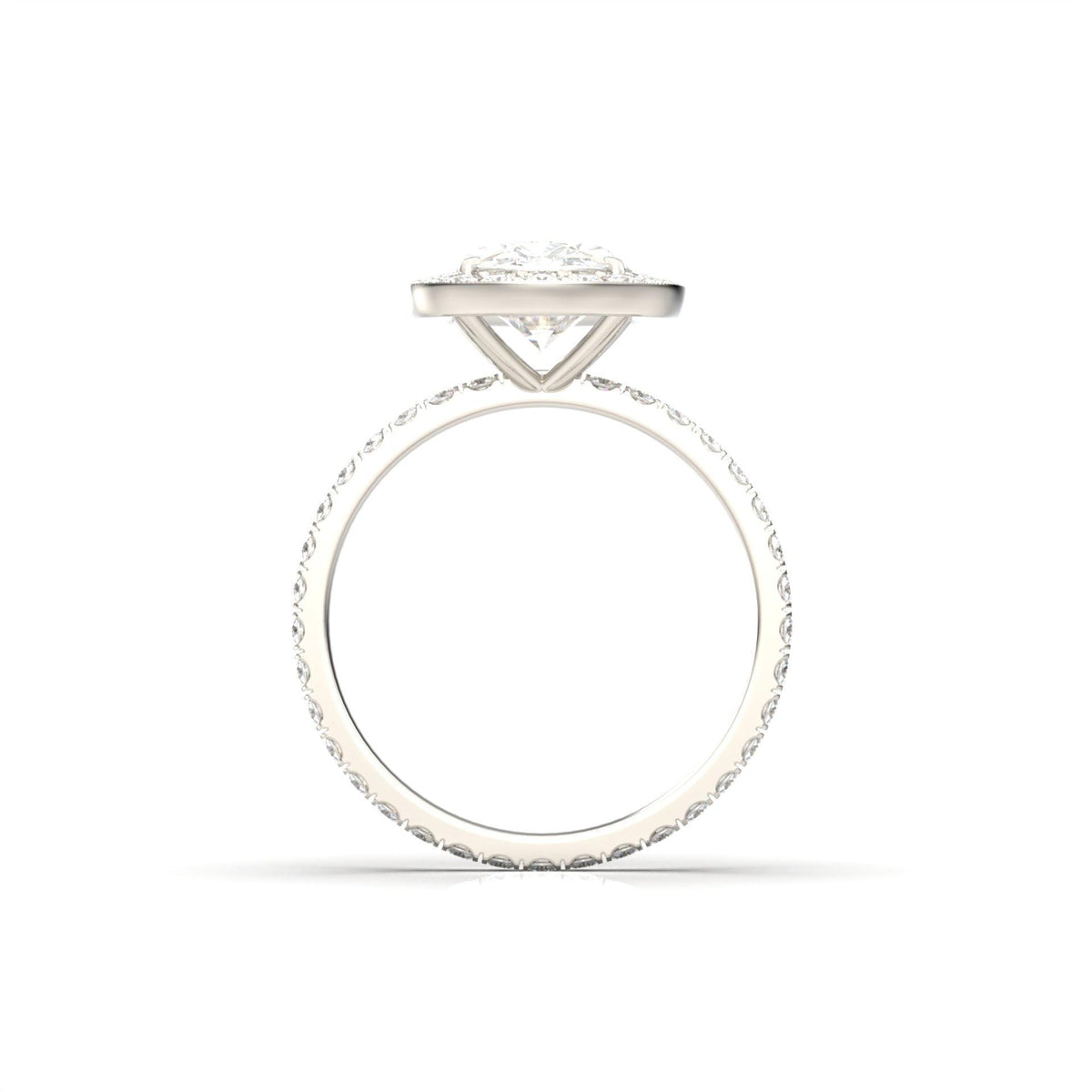 Elongated Cushion Halo Full Pavé Diamond Engagement Ring - Moissanite Engagement Rings