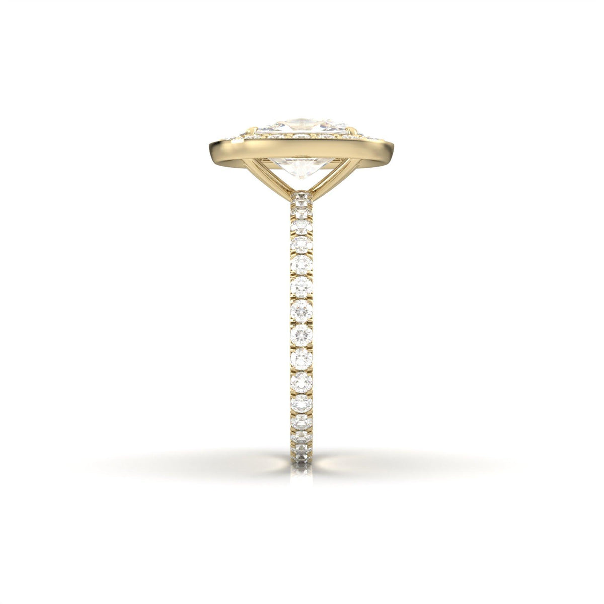 Elongated Cushion Halo Full Pavé Diamond Engagement Ring - Moissanite Engagement Rings