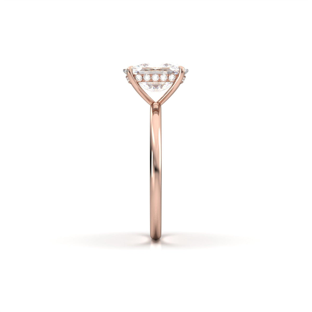 Elongated Cushion Hidden Halo Diamond Engagement Ring - Moissanite Engagement Rings