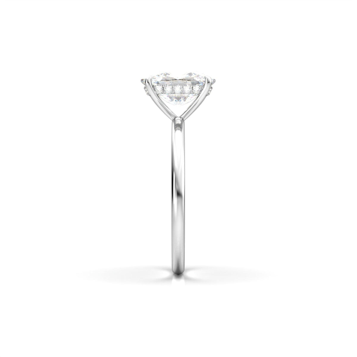 Elongated Cushion Hidden Halo Diamond Engagement Ring - Moissanite Engagement Rings