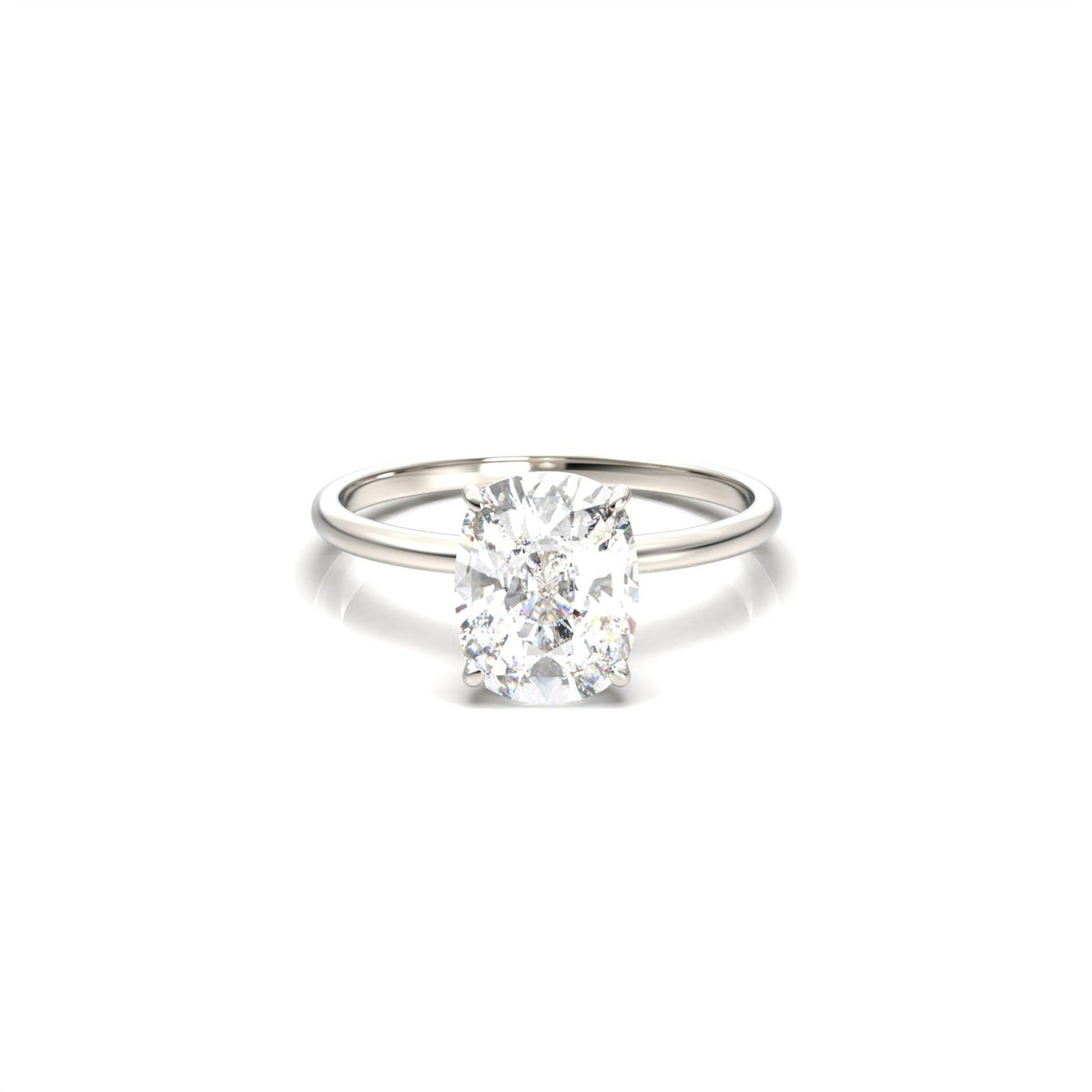 Elongated Cushion Hidden Halo Diamond Engagement Ring - Moissanite Engagement Rings