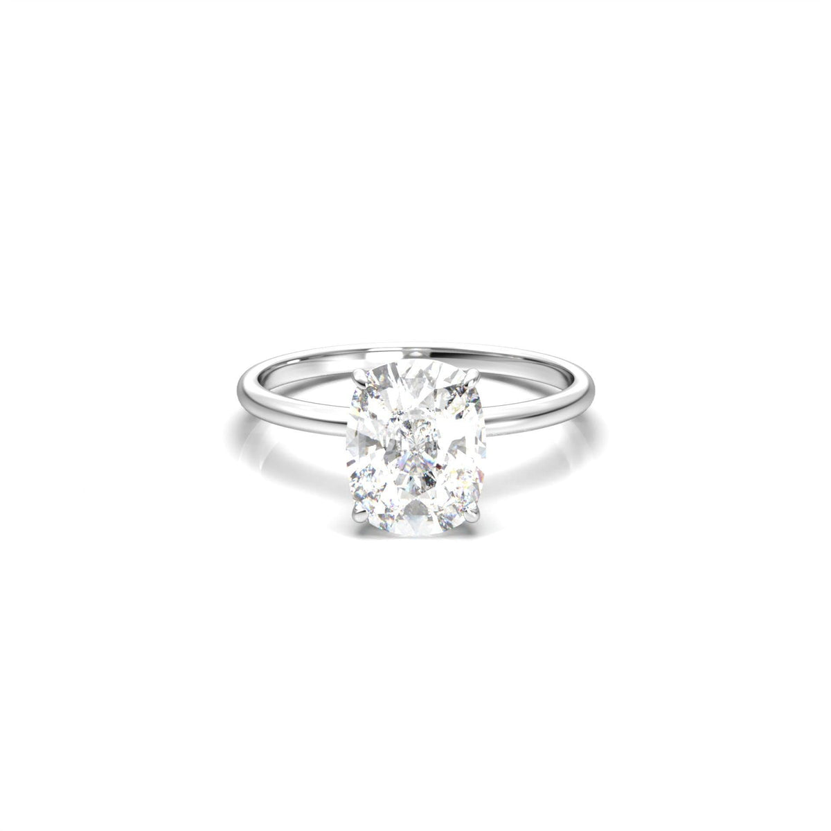 Elongated Cushion Hidden Halo Diamond Engagement Ring - Moissanite Engagement Rings