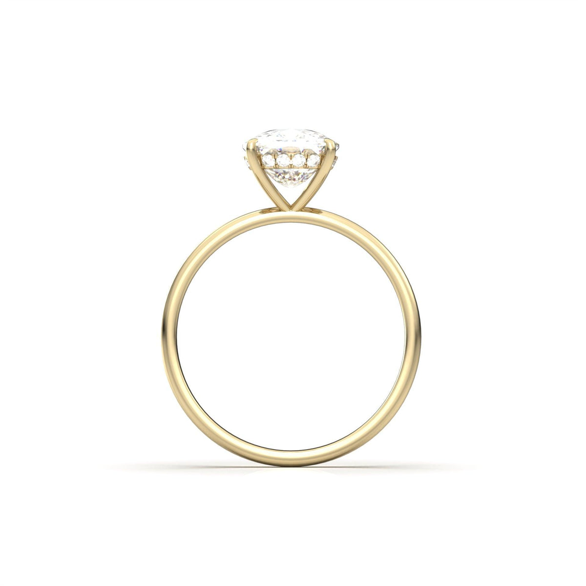 Elongated Cushion Hidden Halo Diamond Engagement Ring - Moissanite Engagement Rings