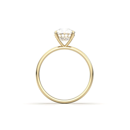 Elongated Cushion Hidden Halo Diamond Engagement Ring - Moissanite Engagement Rings