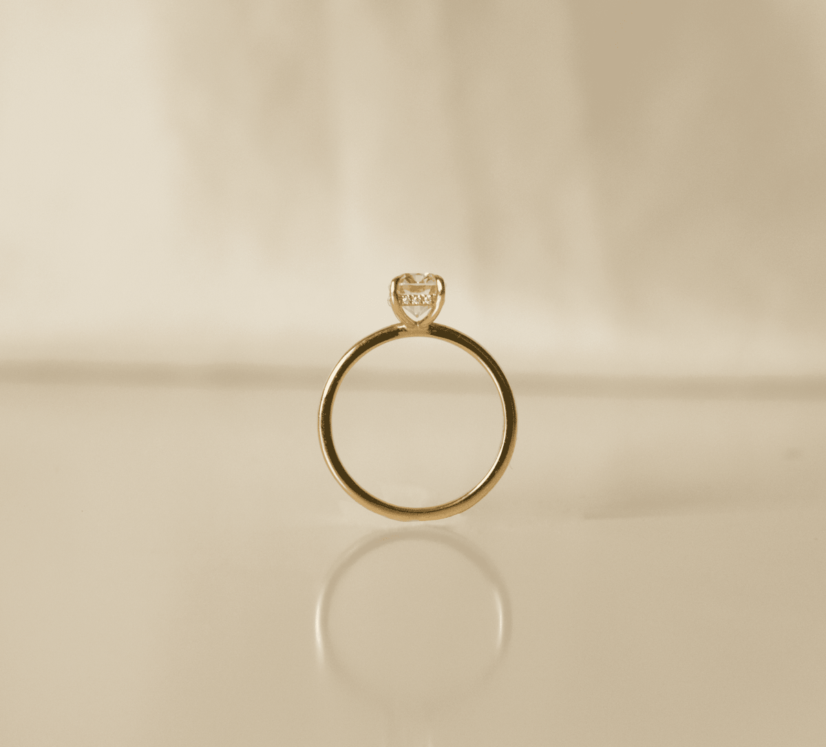 Elongated Cushion Hidden Halo Diamond Engagement Ring - Moissanite Engagement Rings