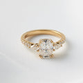 Seraphina — Elongated Cushion Pear Setting 2/3 Pavé Diamond Engagement Ring
