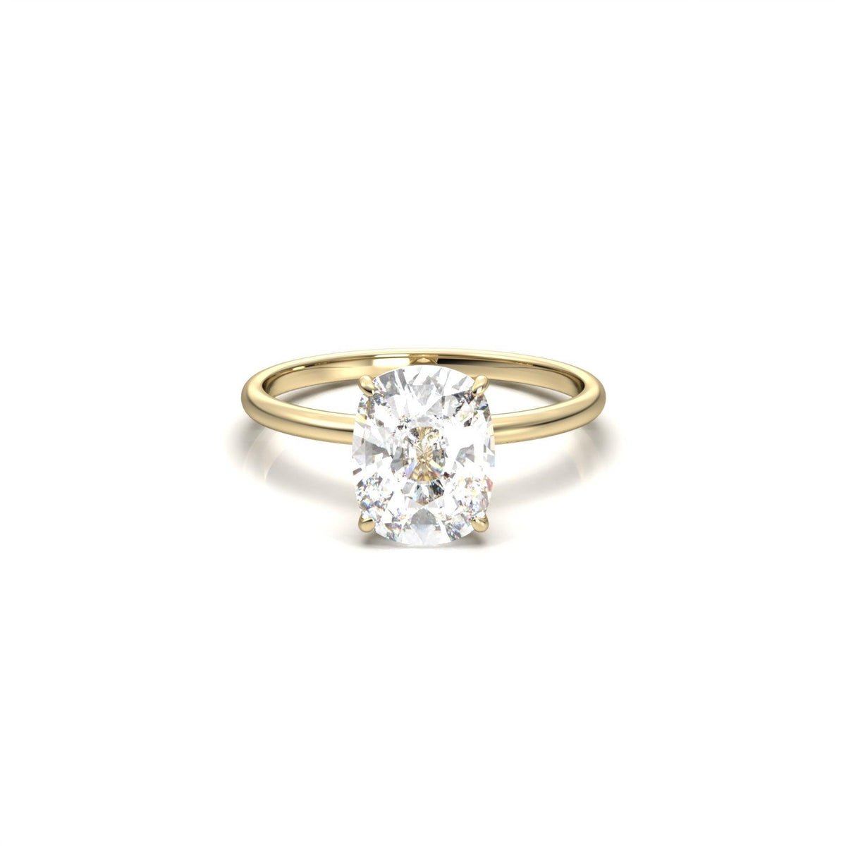 Elongated Cushion Solitaire Diamond Engagement Ring - Moissanite Engagement Rings