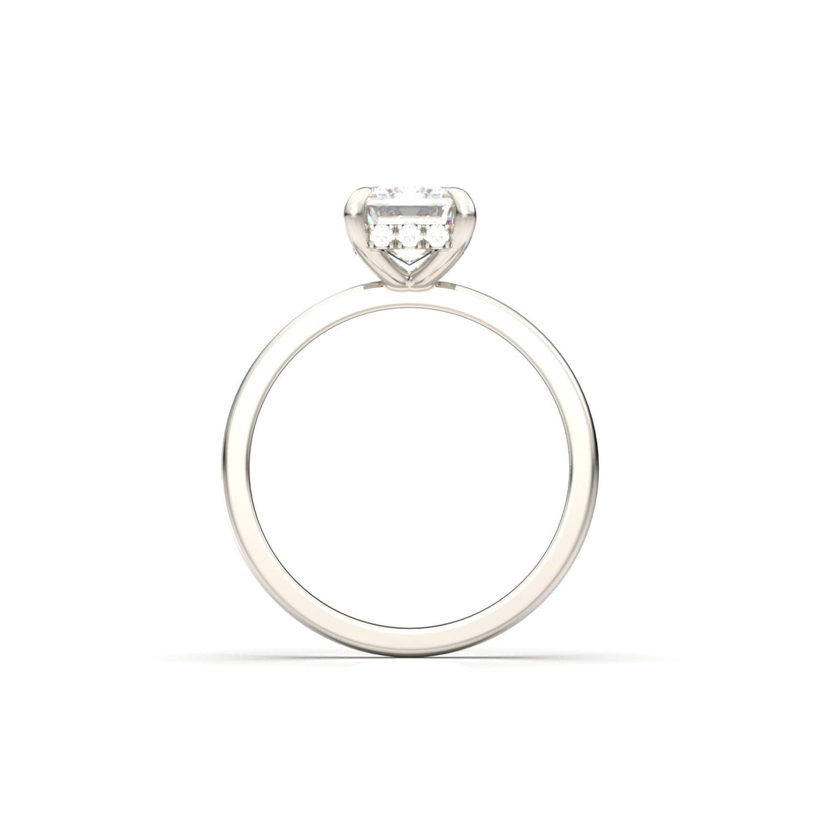 Emerald Hidden Halo Diamond Engagement Ring - Moissanite Engagement Rings