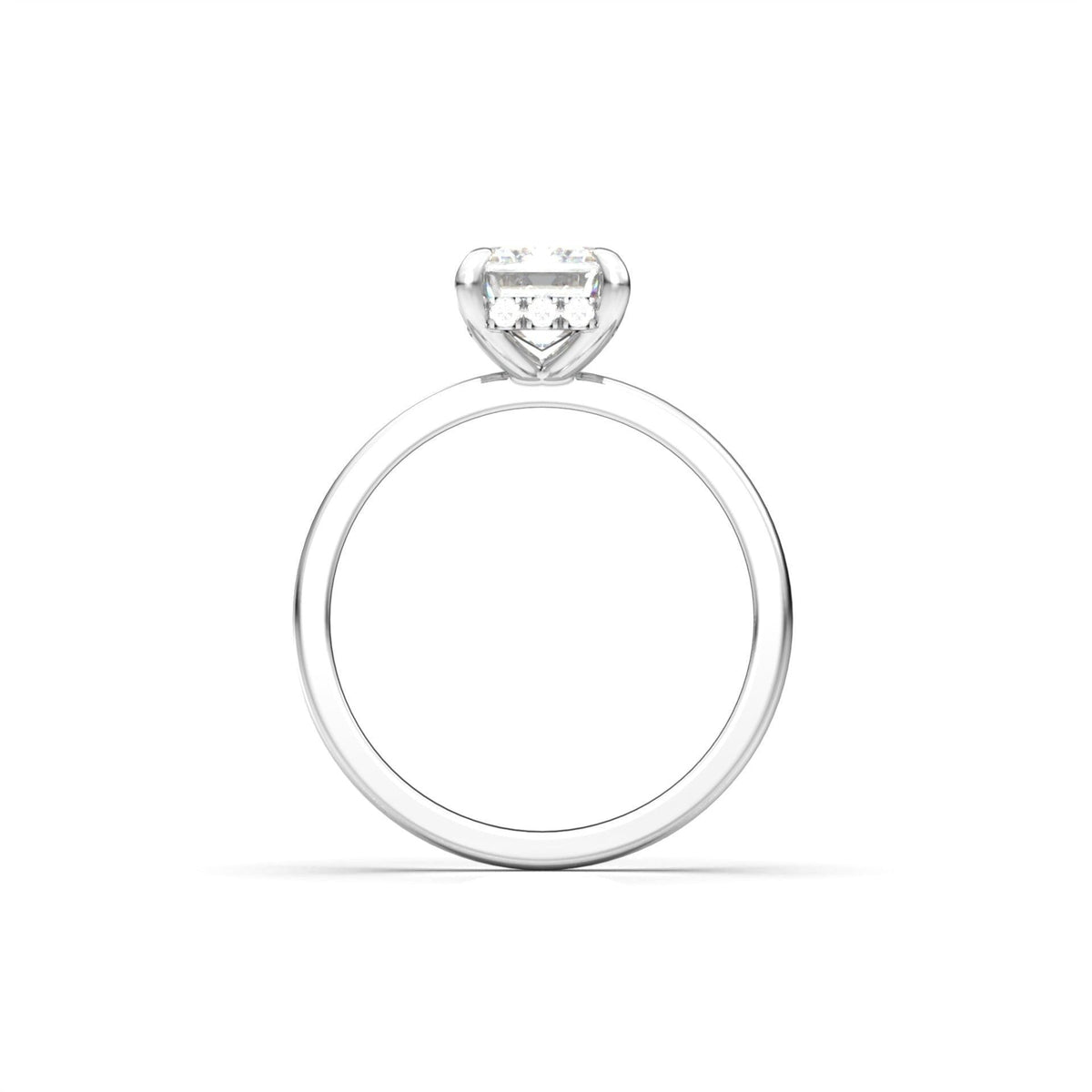Emerald Hidden Halo Diamond Engagement Ring - Moissanite Engagement Rings
