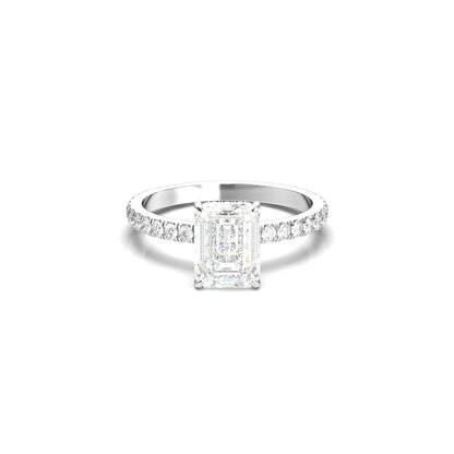 Emerald Hidden Halo Full Pavé Moissanite Engagement Ring - Moissanite Engagement Rings