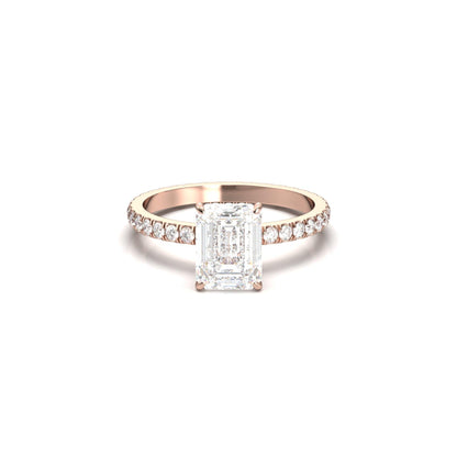 Emerald Hidden Halo Full Pavé Moissanite Engagement Ring - Moissanite Engagement Rings