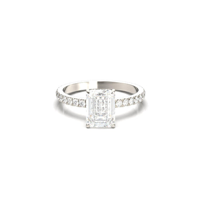 Emerald Hidden Halo Full Pavé Moissanite Engagement Ring - Moissanite Engagement Rings