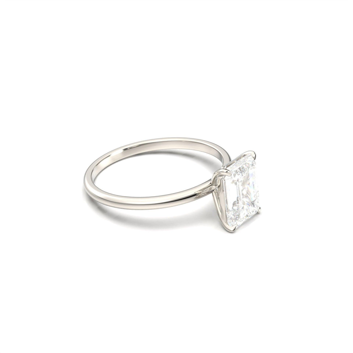 Emerald Solitaire Diamond Engagement Ring - Moissanite Engagement Rings